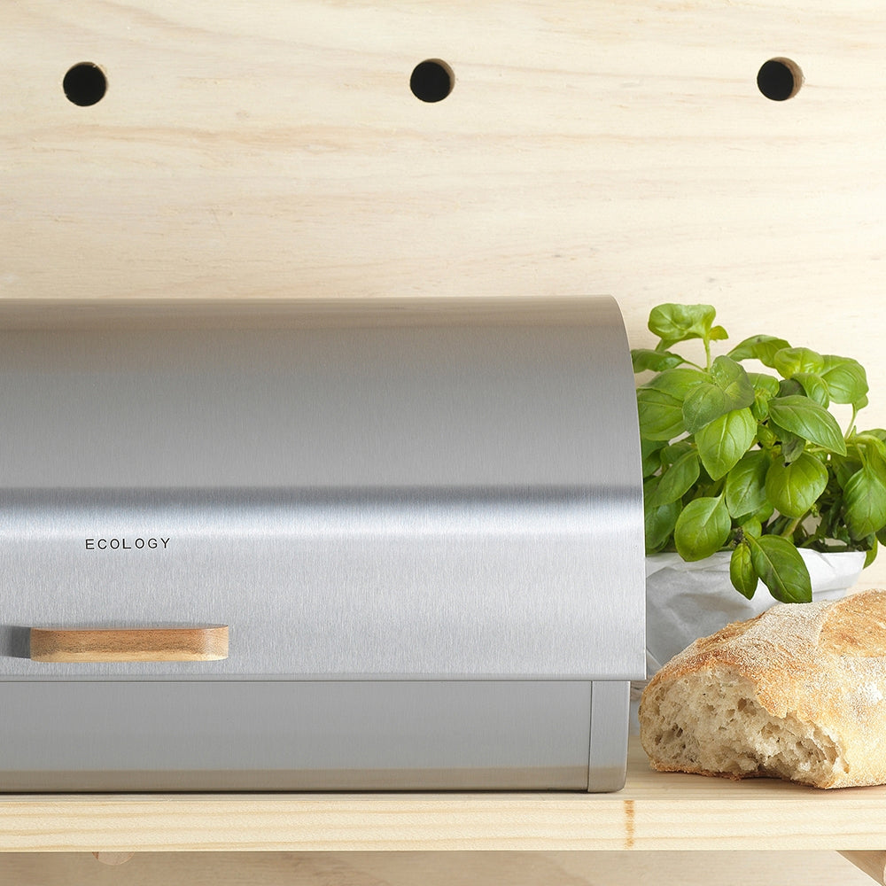Ecology Provisions 18cm Stainless Steel/Acacia Bread Bin Storage Container SLV — image 2