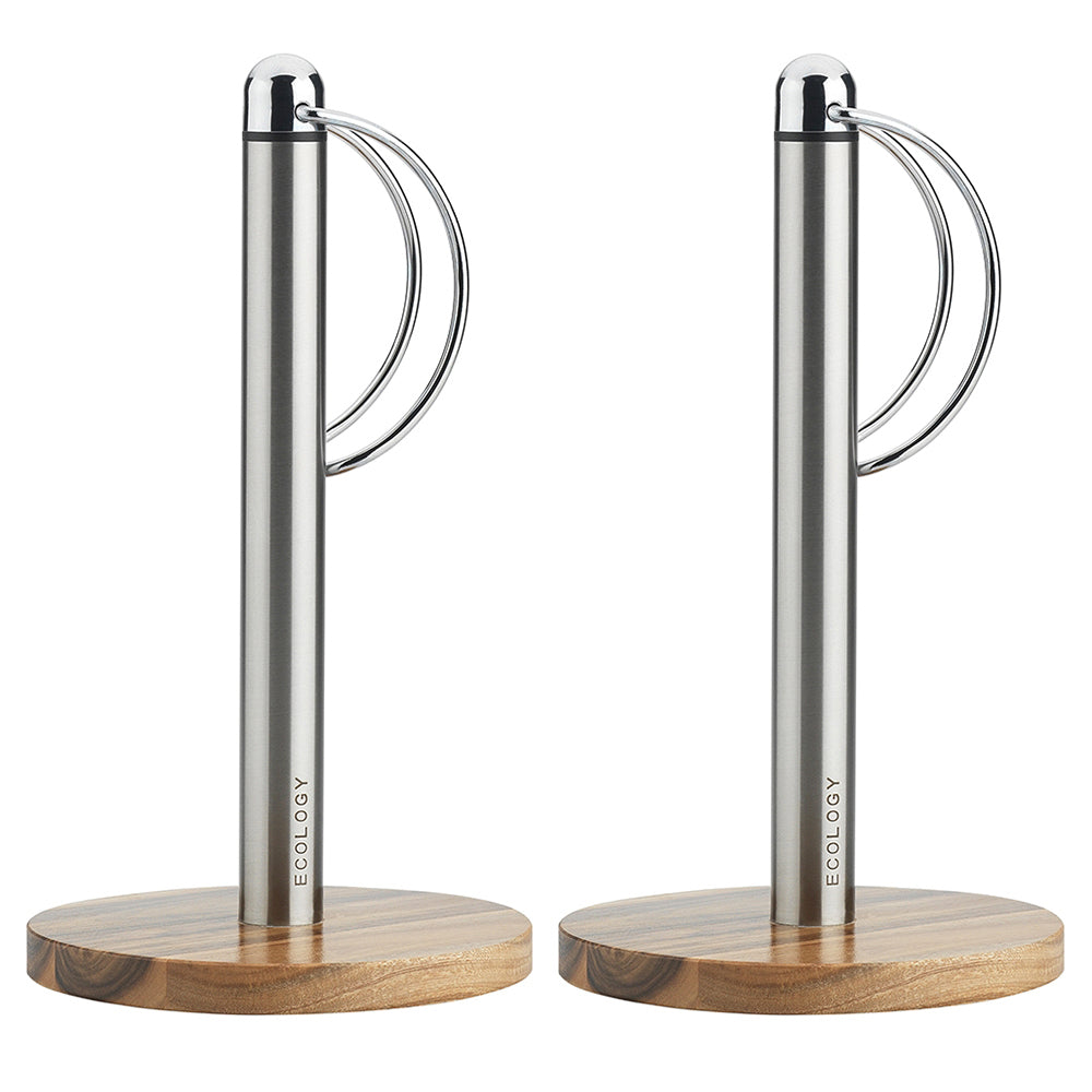 Ecology Provisions Acacia Paper Towel/Tissue Holder Stand Organiser Natural (2 Pack)