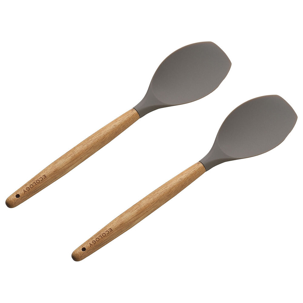 Ecology 32cm Silicone Spatula Acacia Wood Handle Kitchen Cooking Utensil (2 Pack)