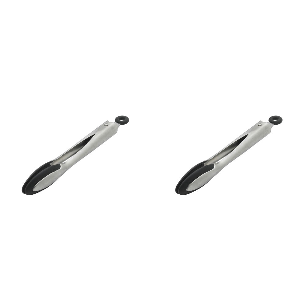 Ecology Provisions Silicone Edge Food Grilling Tongs 22cm Kitchen Utensil (2 Pack)
