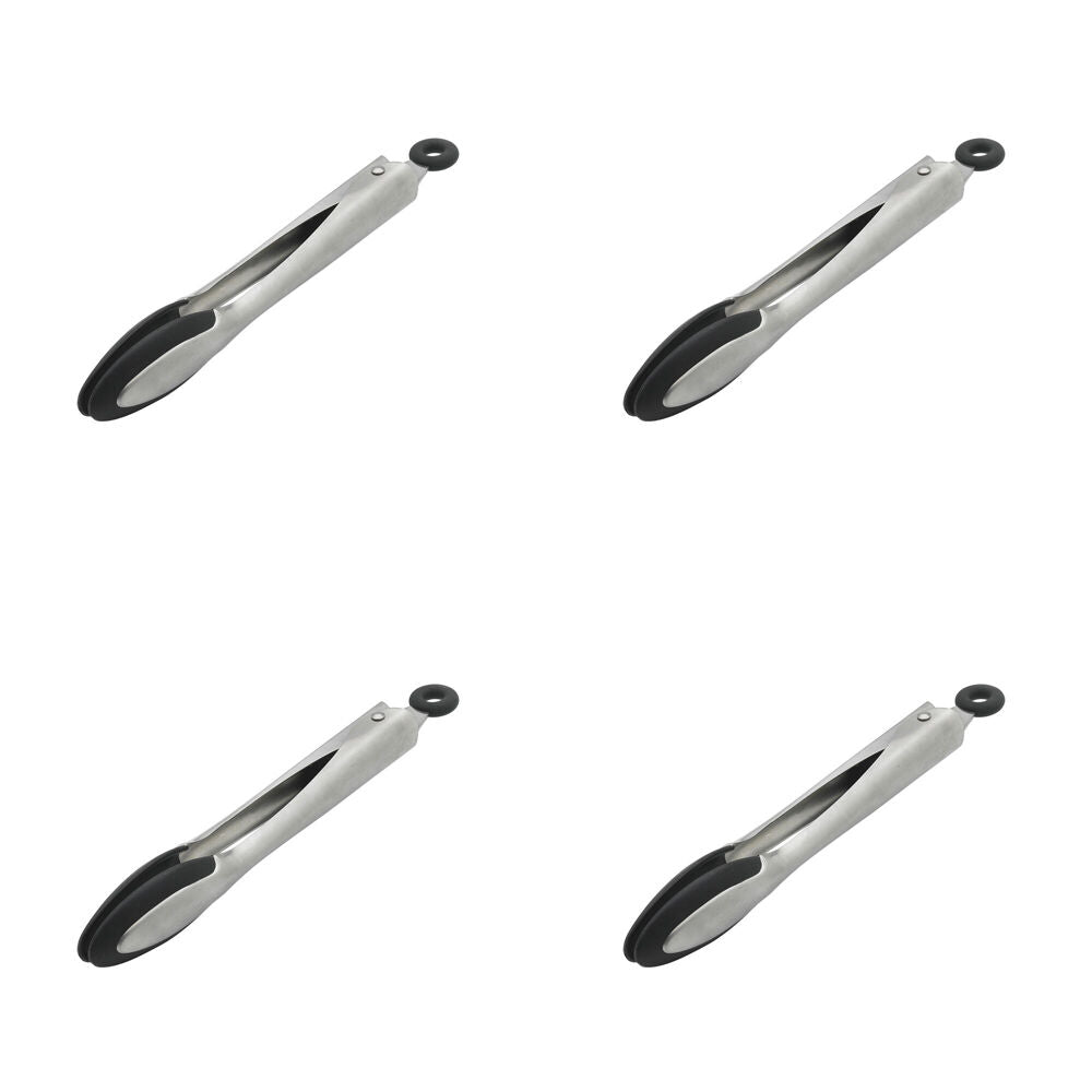 Ecology Provisions Silicone Edge Food Grilling Tongs 22cm Kitchen Utensil (4 Pack)