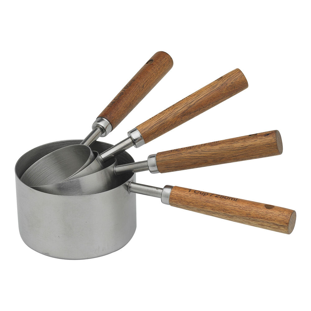 Ecology Provisions Stainless Steel Measuring Cups Set Wooden Handle (4 Pieces)