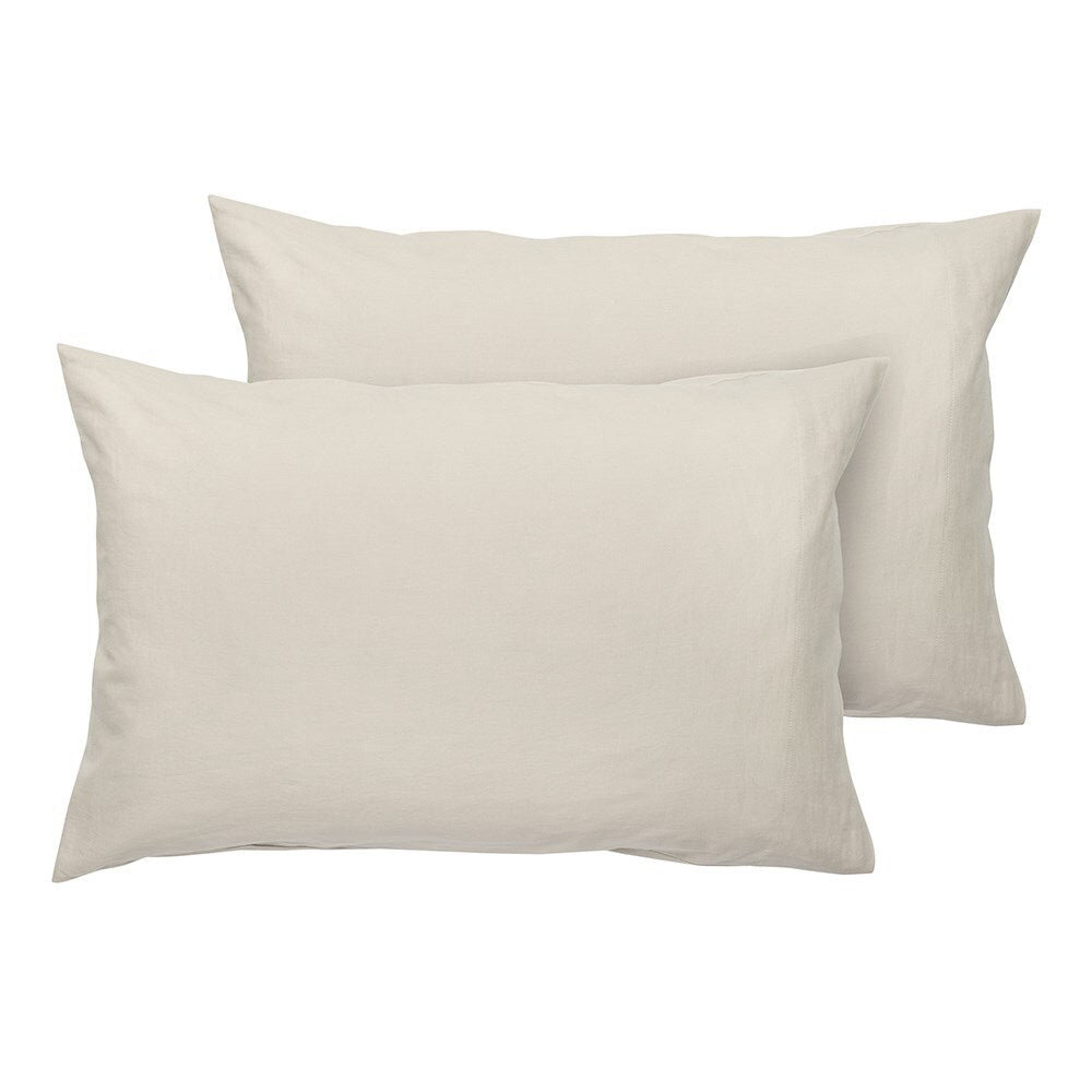 Ecology Dream Size 73 x 48cm Soft Sleeping Pillowcase Pair Stone Home Bedding