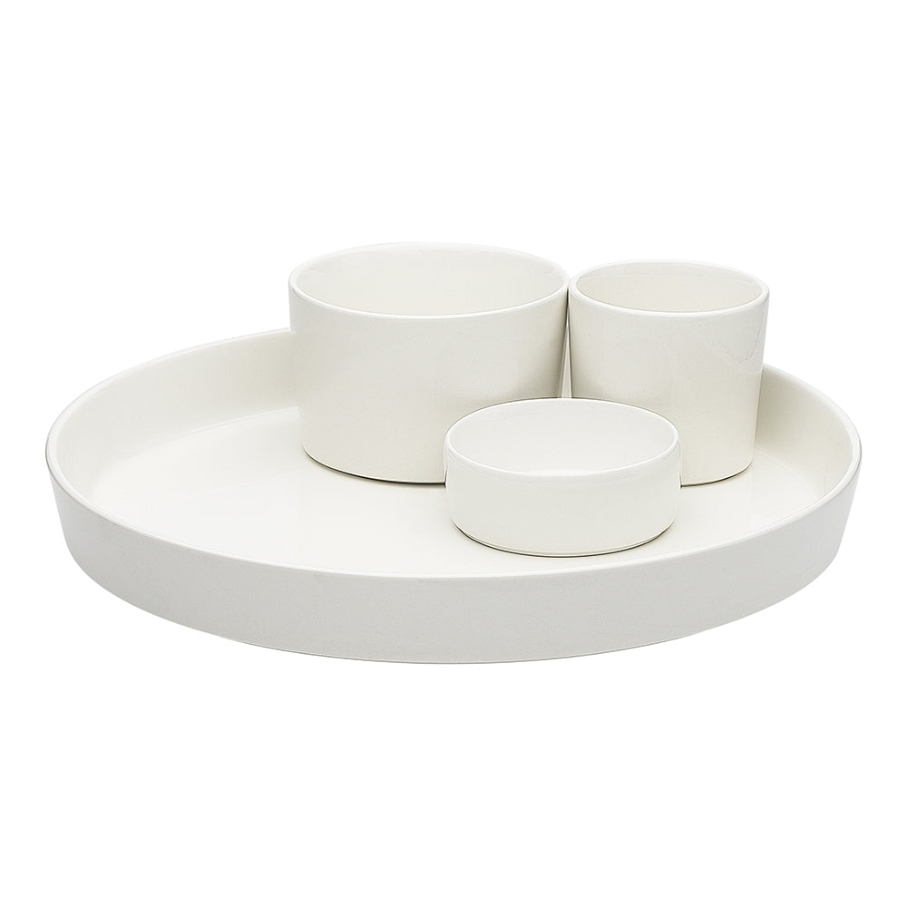 Ecology Origin Entertaining Dinner Set Porcelain Round Cup/Bowl/Plate White (4 Pieces)