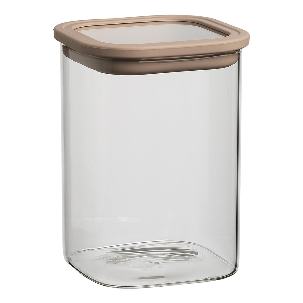 Ecology Store Square 1.1L/15cm Glass Canister w/ Lid Container Storage Clear