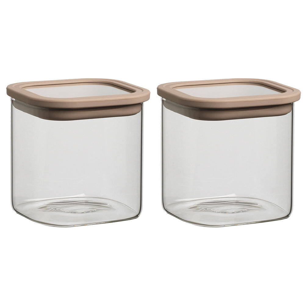 Ecology Store Square 700ml/11cm Glass Canister w/ Lid Container Storage Clear (2 Pack)