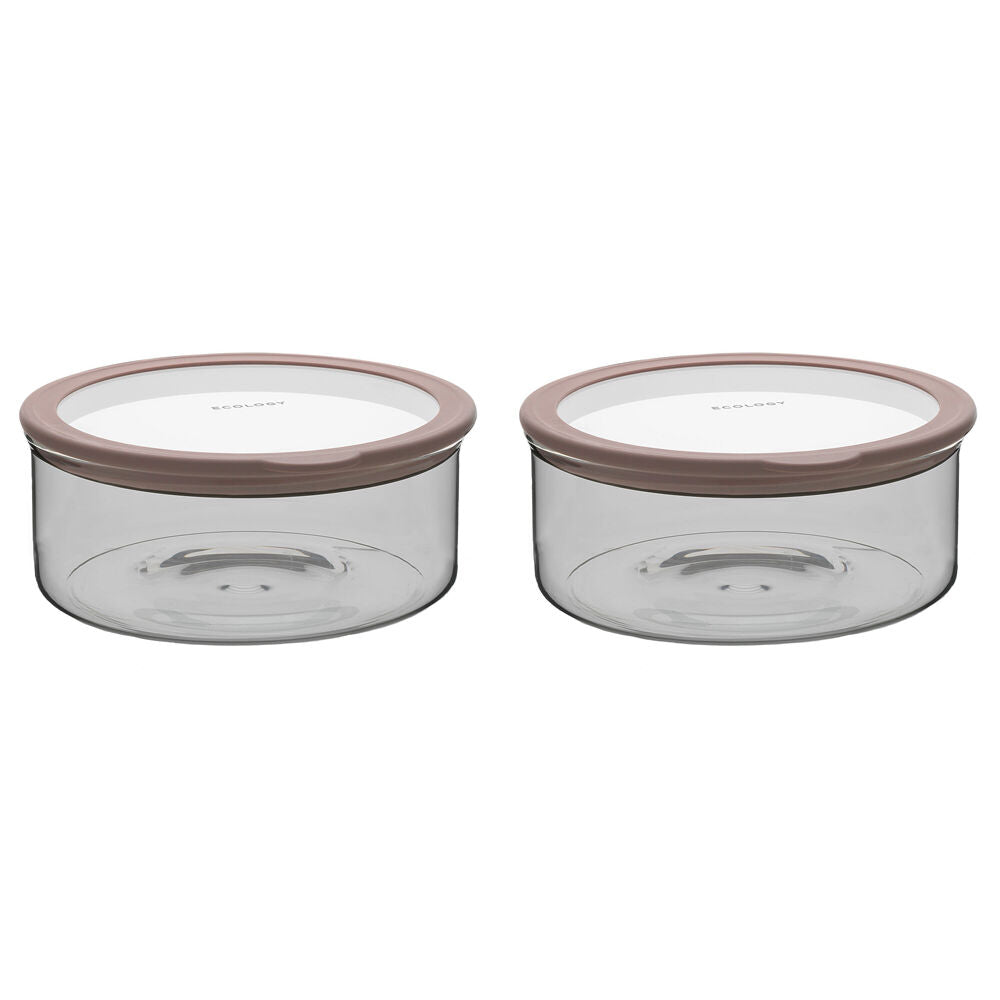 Ecology Store Round 1.8L Glass Barrel/Canister 20.8cm Storage Jar Clear Lid (2 Pack)