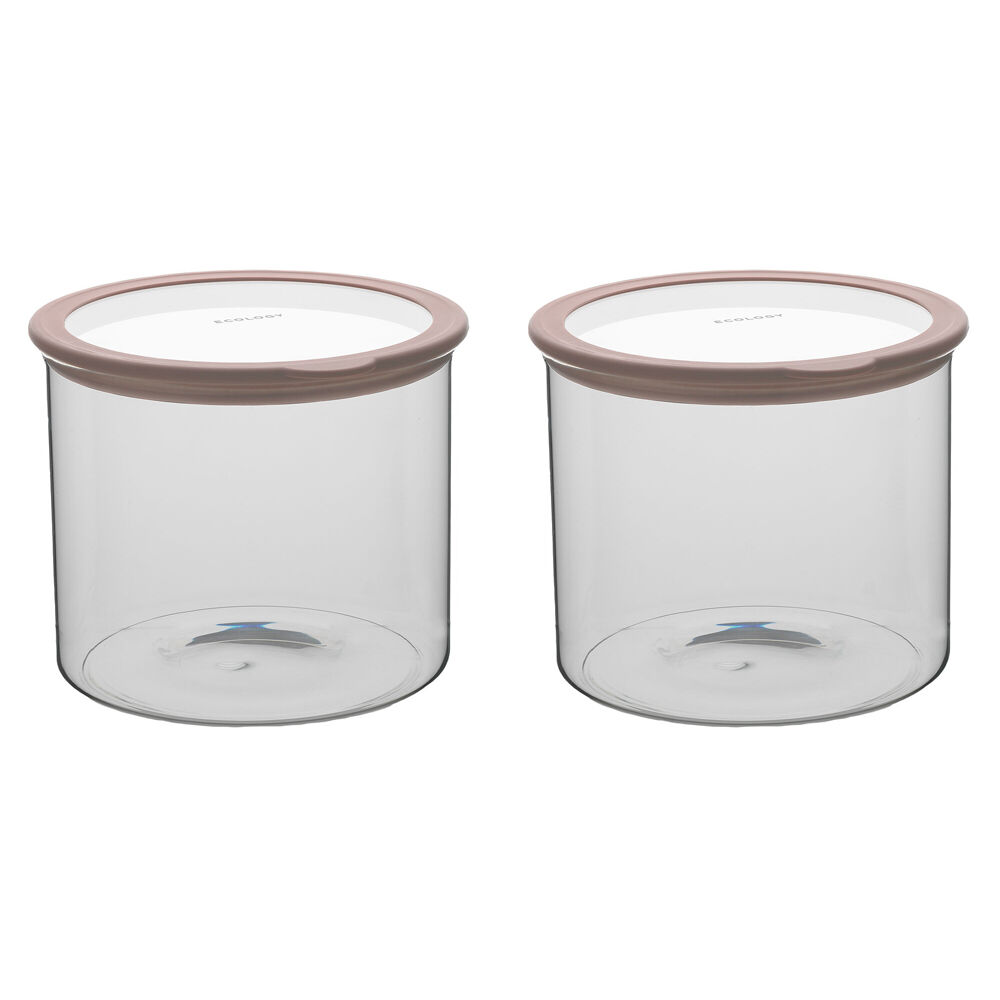 Ecology Store Round 4.3L Glass Barrel/Canister 20.8cm Storage Jar Clear Lid (2 Pack)