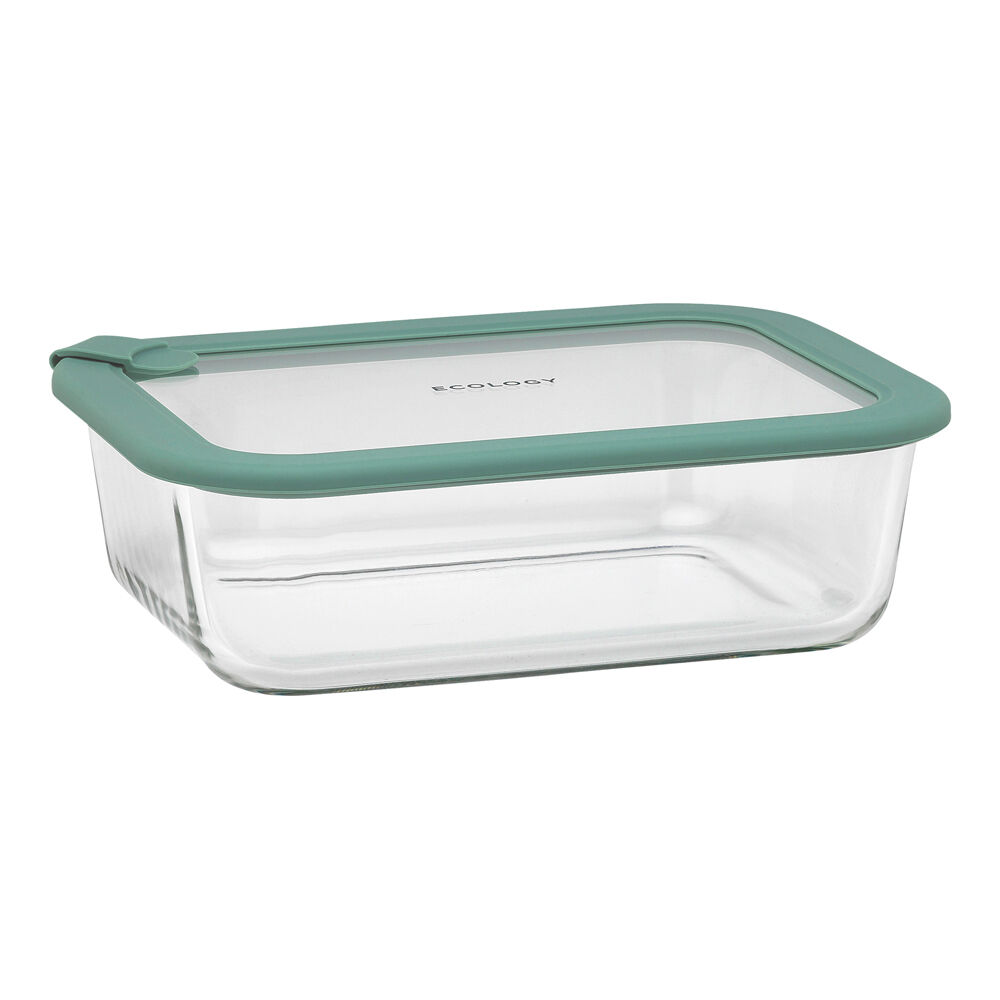 Ecology Store Rectangle Clear Glass Food Storage Container 1520ml Eucalyptus (3 Pack) — image 2
