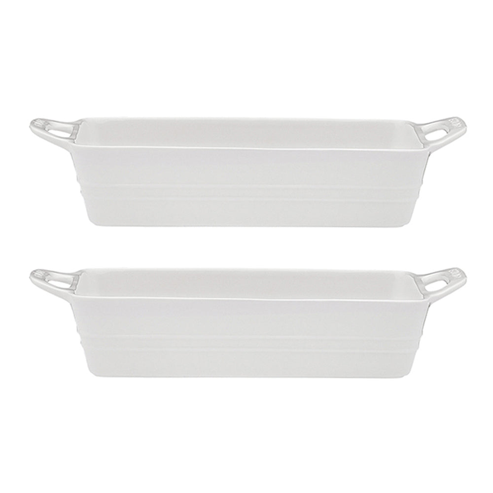 Ecology Signature 30.5x14cm Rectangular Baker Porcelain Dish w/ Handles White (2 Pack)