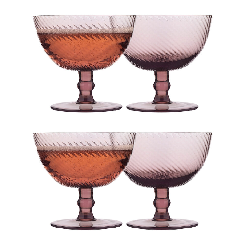 Ecology Aveline Cocktail Drinking Barware Glasses/Cups Set Plum 225ml (4 Pieces)