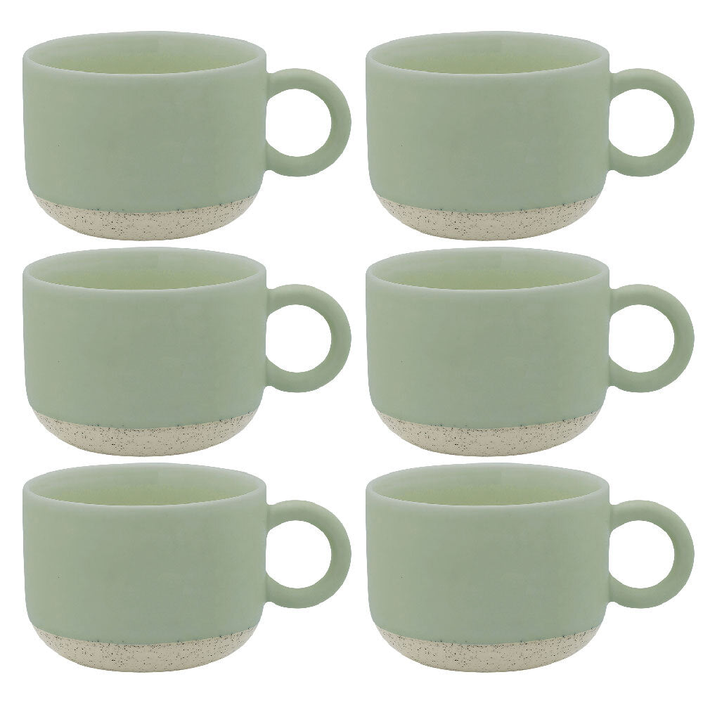 Ecology Stoneware Kitchenware Hull Drinking Mug Tea Cup 370ml/14cm Seagreen (6 Pack)