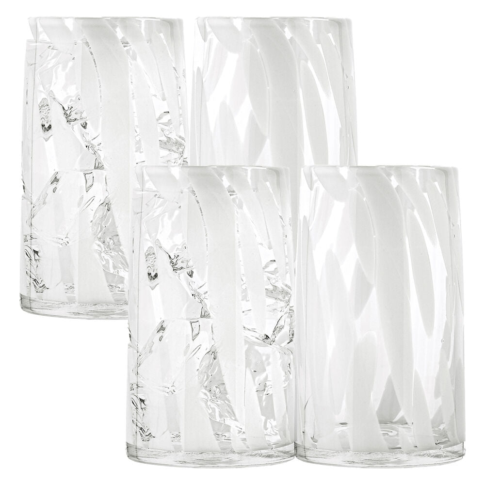 Ecology Camille Hi Ball Soda Lime Glass Tumblers Drinking Cups 420ml White (4 Pieces)