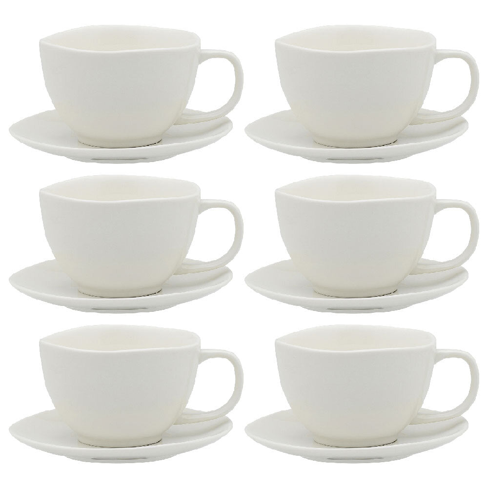 Ecology Elegant Kitchenware Porcelain Haven Tea Cup & Saucer 270ml White (6 Pack)