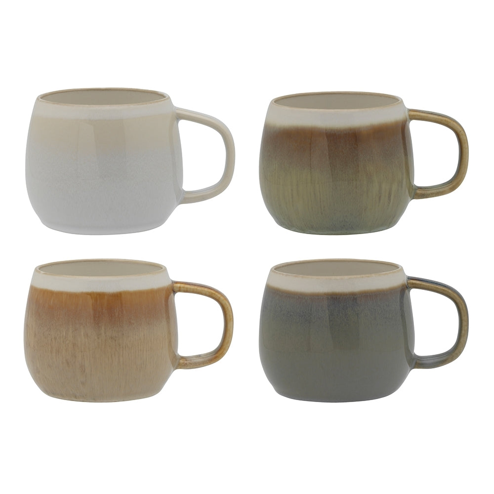 Ecology Bulb Stripe 360ml Stoneware Coffee/Tea Mug Cup w/ Handle Set Round (4 Pieces)