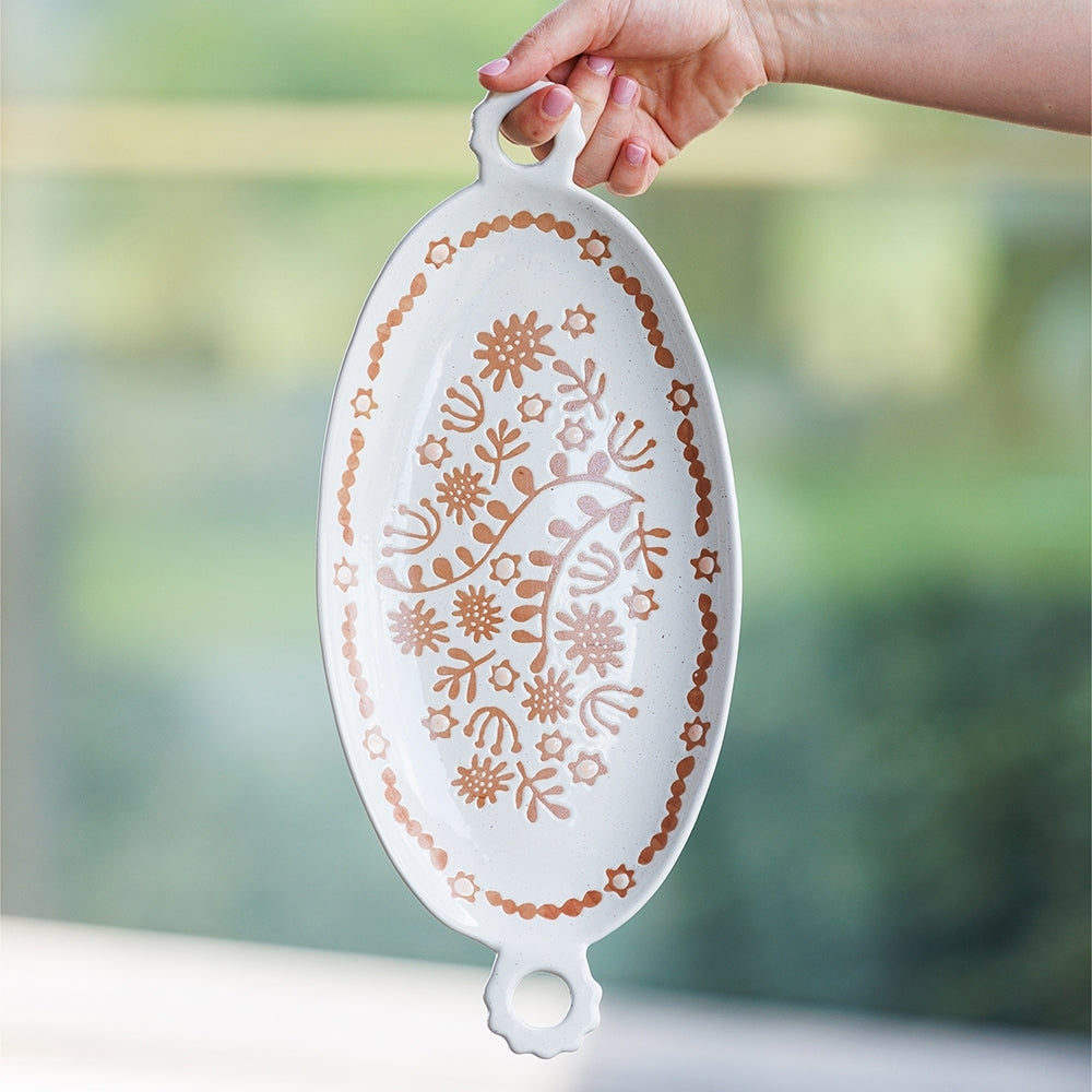 Ecology Nori Stoneware Loop Food Serving Platter/Dish w/Handles Red 18x41cm — image 4
