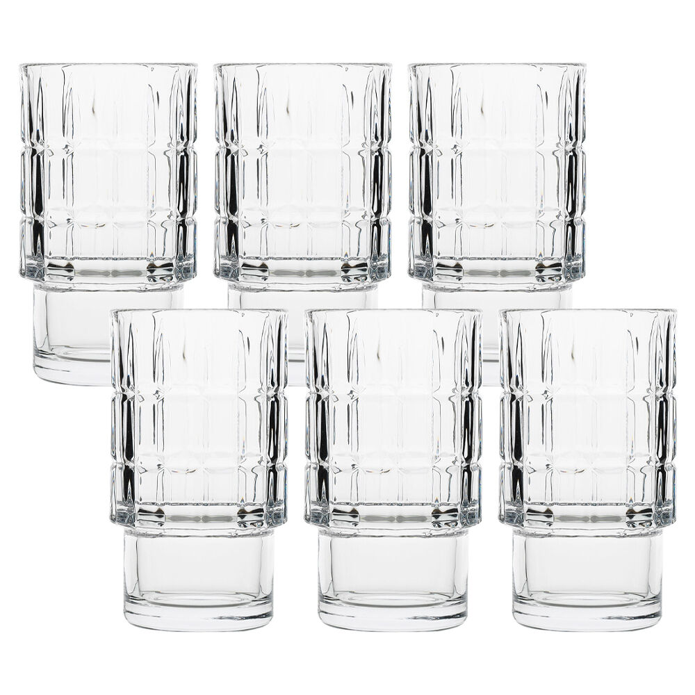 Ecology Phineas Glass Hi Ball Tumblers Drinking Cup Tableware 370ml Clear (6 Pieces)