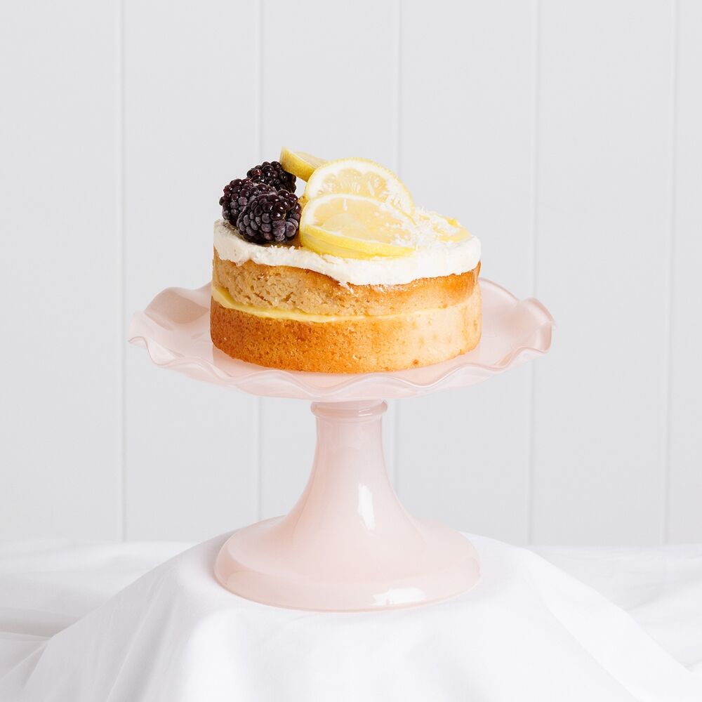 Ecology 20 x 12.5cm Pink Salt Soda Lime Glass Ruffle Fluted Edged Cake Stand — image 2