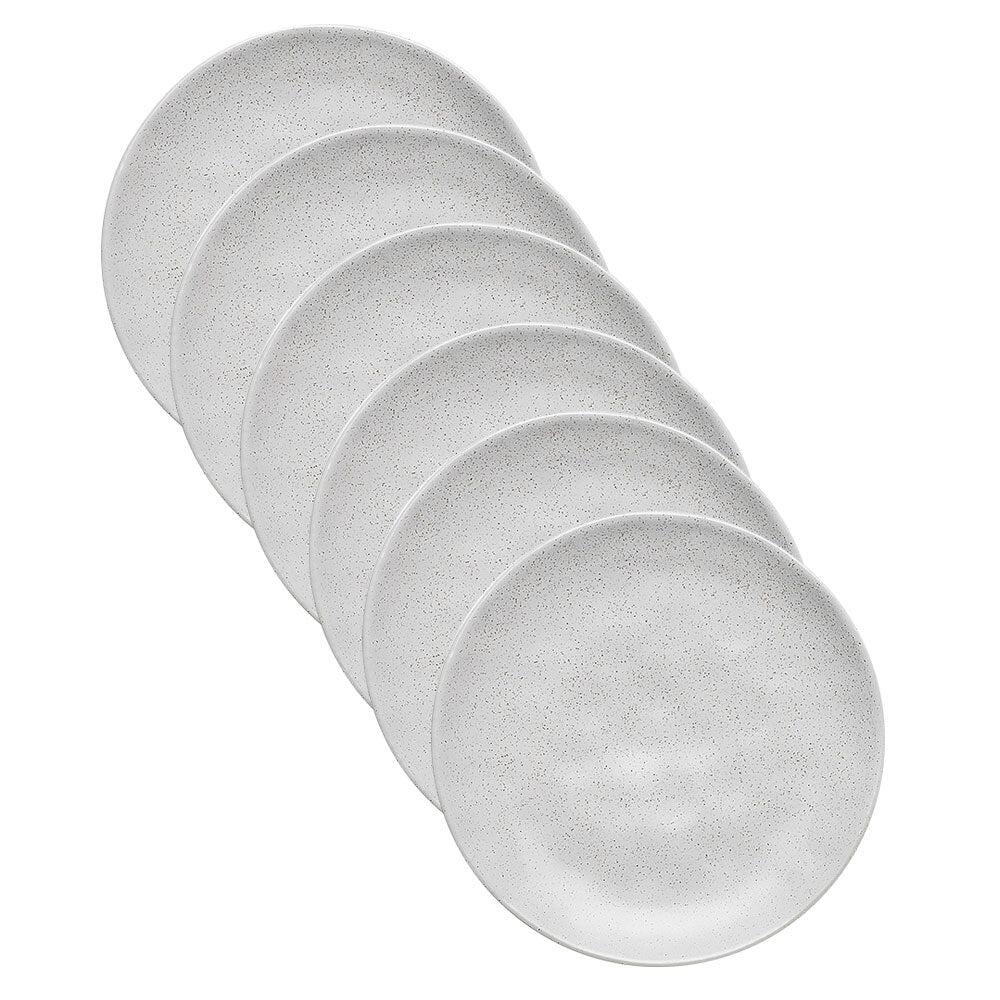 Ecology Speckle Milk 15cm Stoneware Cake Plate Round - White (6 Pack)