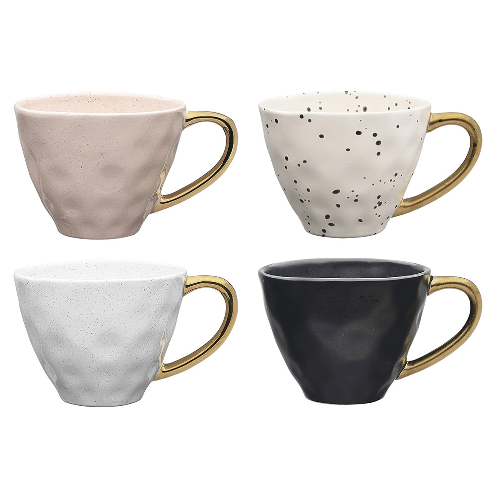 Ecology Speckle Mugs w/Gold Handle 380ml (4 Pieces)
