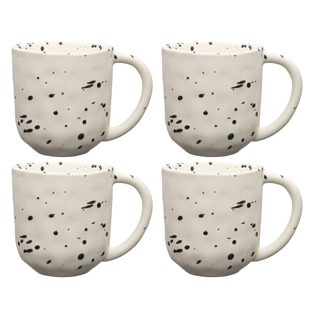 Ecology Speckle Polka 410ml Stoneware Straight Coffee Mug Cup w/ Handle Round (4 Pack)