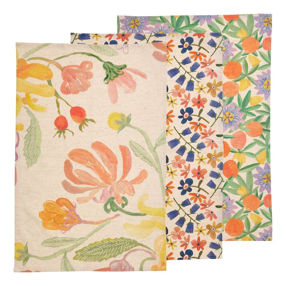 Ecology 3pc Ecology Midsummer Cotton/Linen Tea Towels 180gsm All Seasons Prints (2 Pack) — image 2