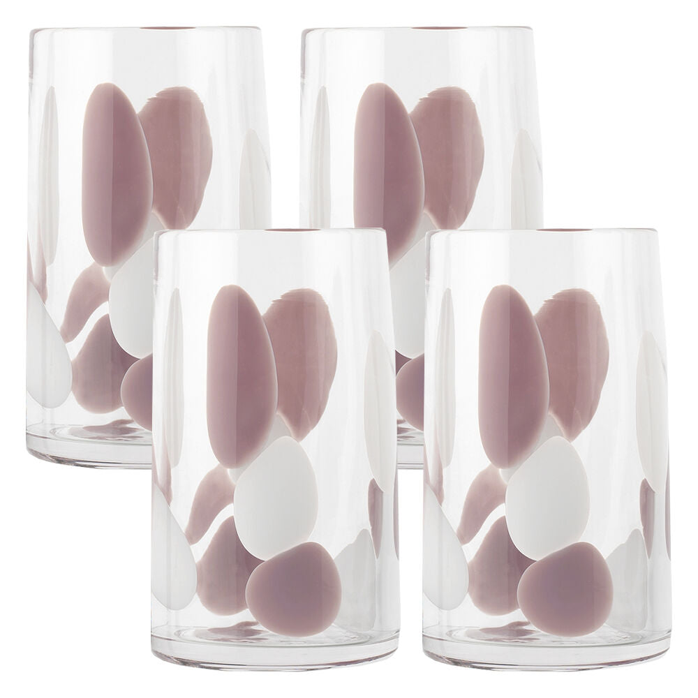 Ecology Camille Hi Ball Soda Lime Glass Tumblers Drinking Cups 420ml Blush (4 Pieces)