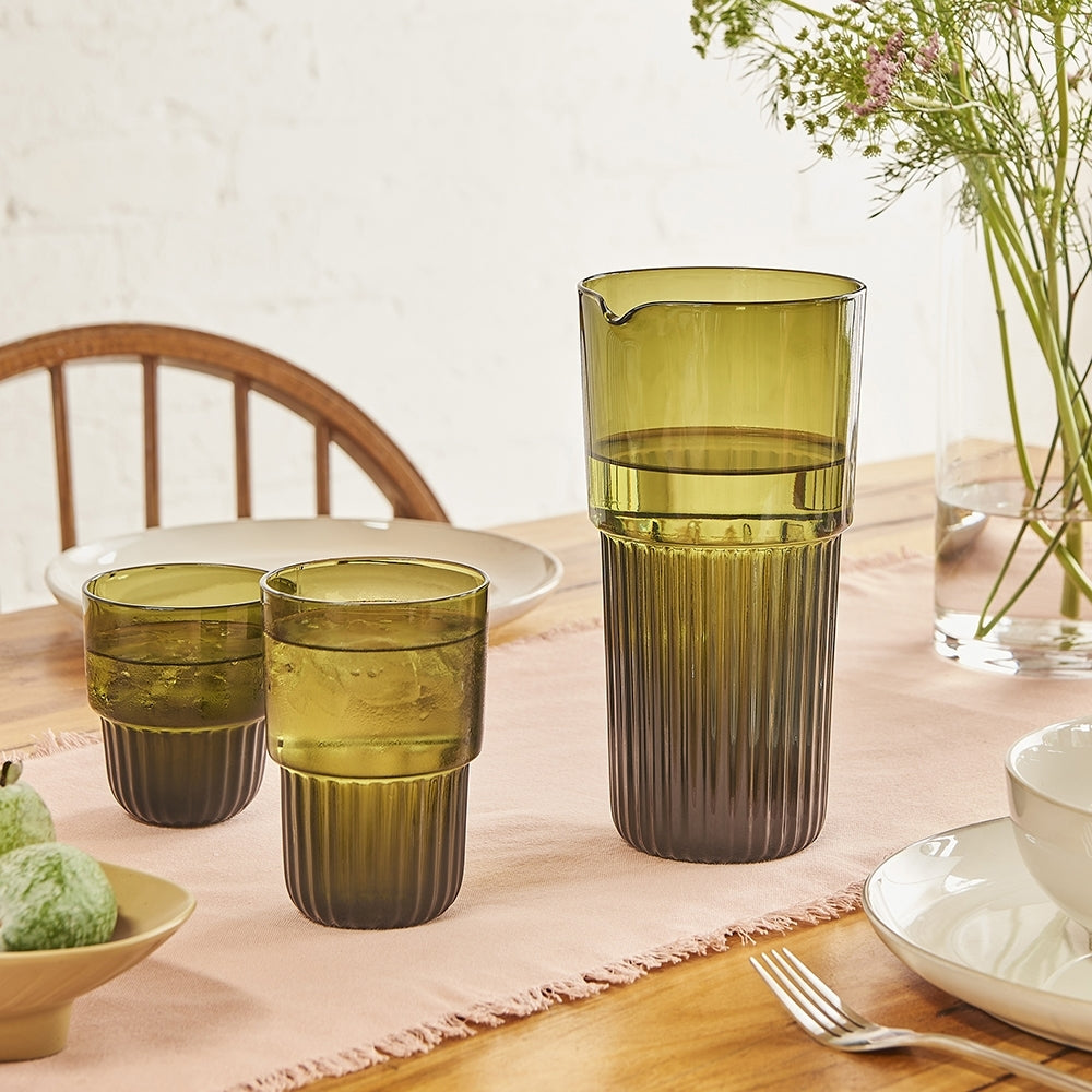 Ecology Kitchenware Soda Lime Glass Callisto Carafe 1.4L/22.5cm Olive Green — image 2