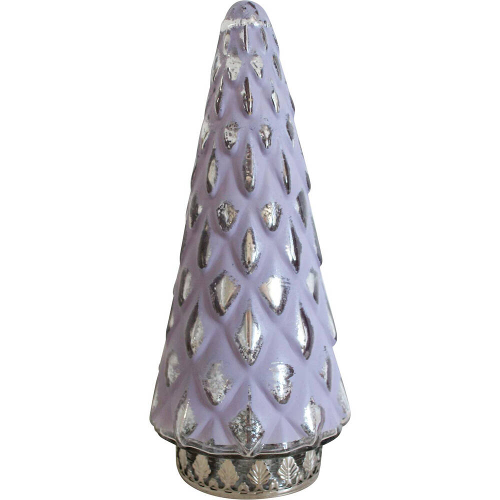 LVD Glass/Metal Lantern LED Pine Tree 24cm Christmas Home Decor Bubblegum — image 2