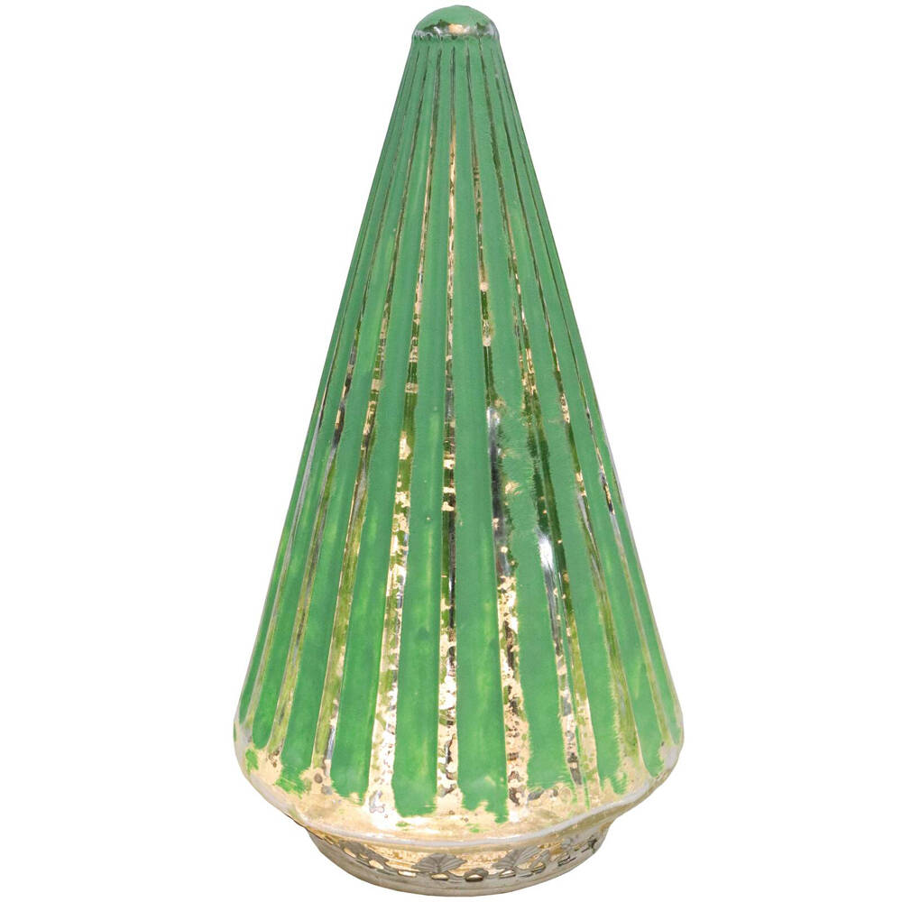 LVD Glass/Metal Lantern LED Tree 19.5cm Christmas Tabletop Decor Spearmint