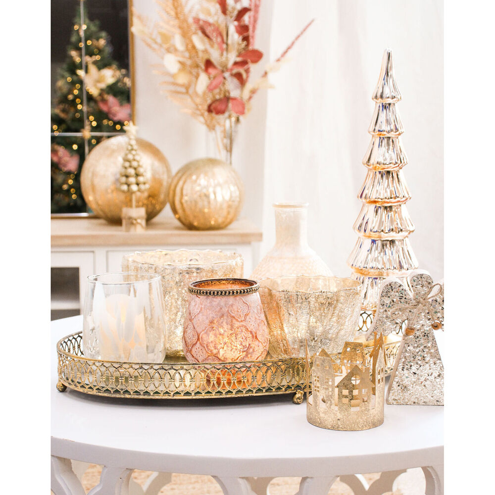 LVD Glass Lantern Led Home/Room Tabletop Decor 13.5x18.5cm Antique Blend — image 2