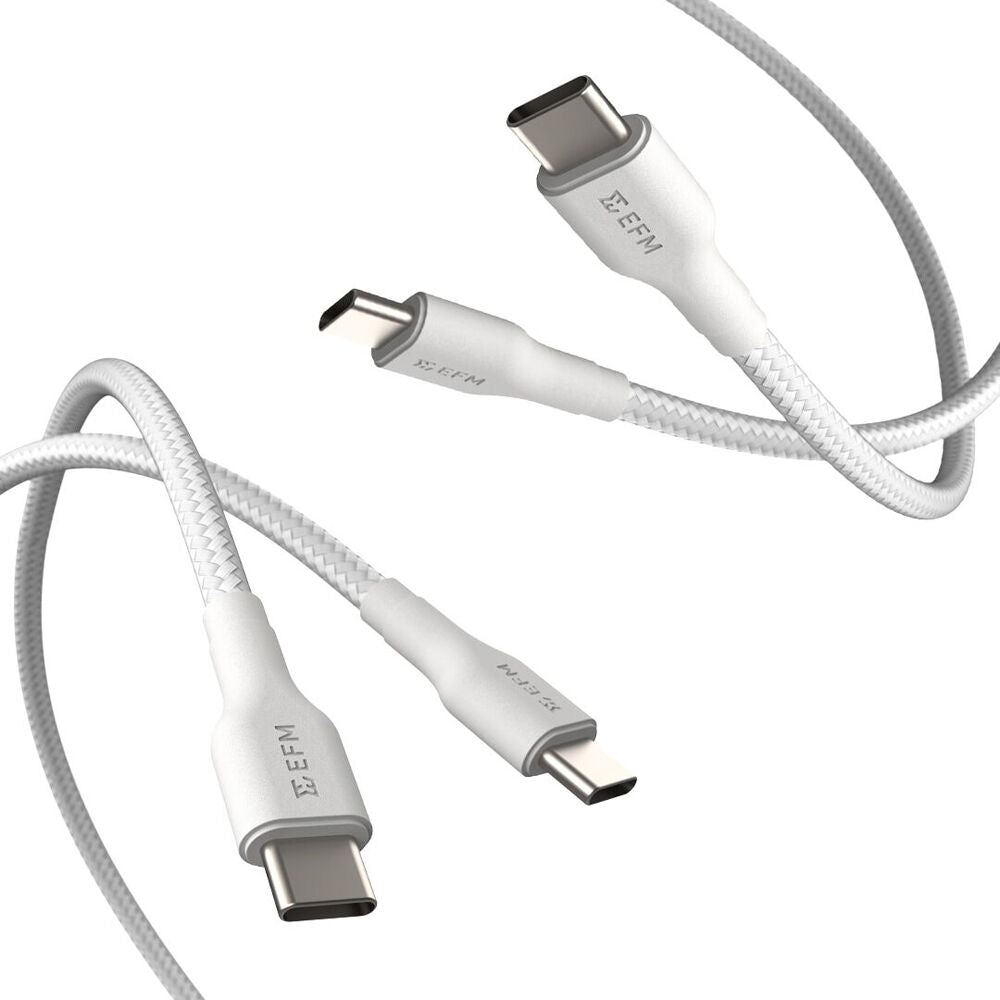 Efm 2M Braided Cable USB-C to Type-C Charging Cord Phone Accessory White (2 Pieces)