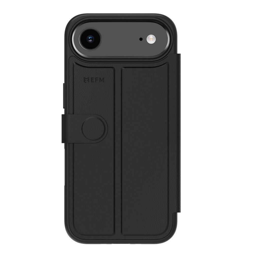 Efm 6.5in Black Venice Leather Wallet Phone Case For iPhone 17 Air