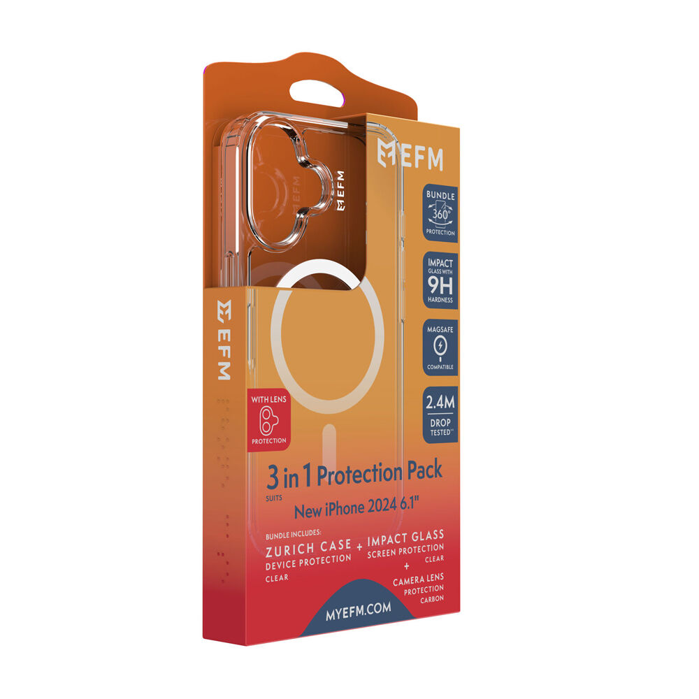 Efm Zurich MagSafe Case, Screen & Lens Protector Set for iPhone 16 (3 Pieces)