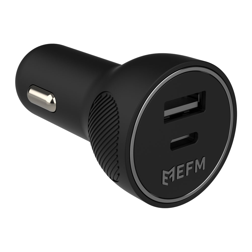 Efm 30W Dual Port/Socket Car Charger/Adapter w/ Pd/pps For Apple/Android Black