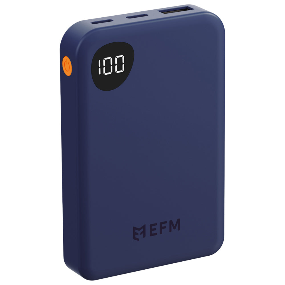 Efm Essential 5000mAh Power Bank Digital Display Universal Phone Charger BLU — Blue