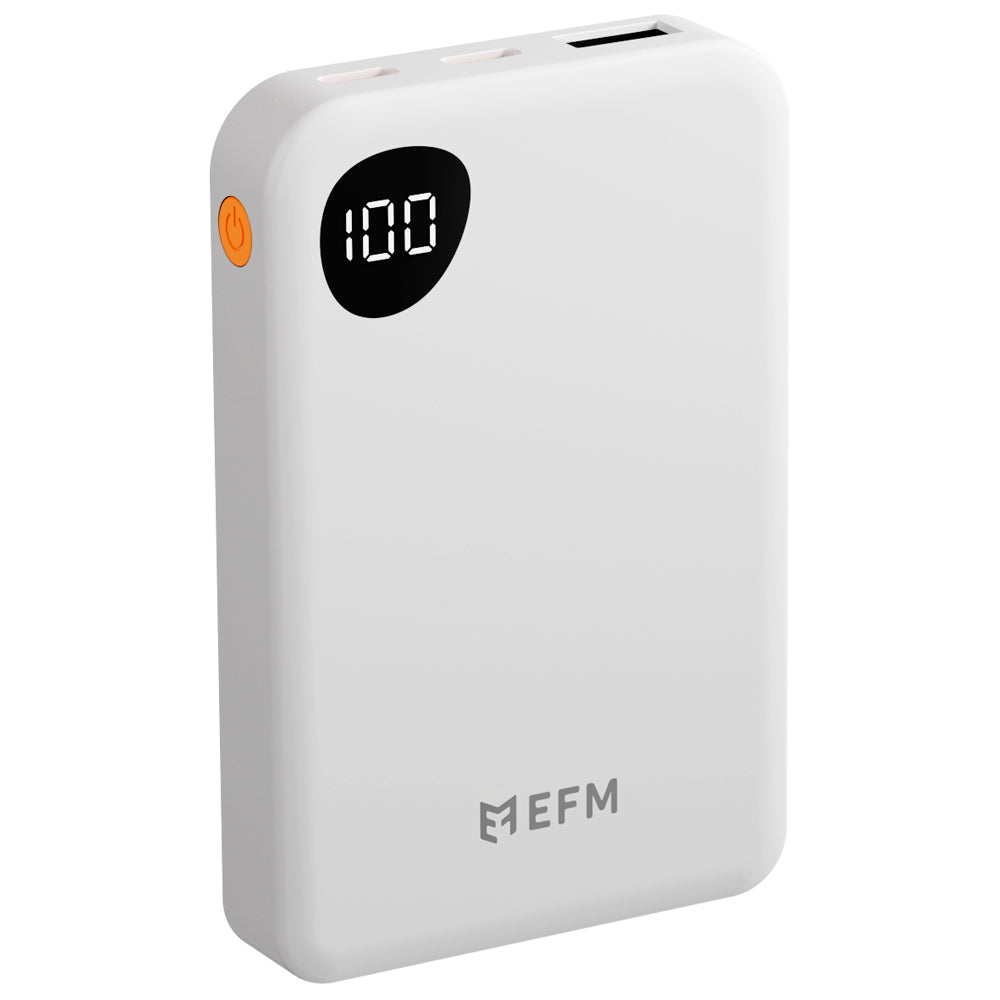 Efm Essential 5000mAh Power Bank Digital Display Universal Phone Charger BLU — White