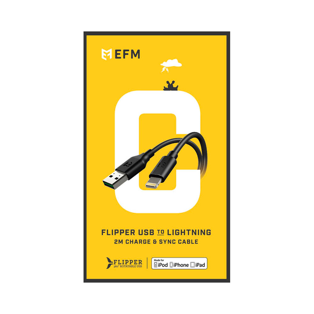 Efm 2m Lightning MFI-Certified to USB-A Cable Charging Cable for iPhone Black — image 2