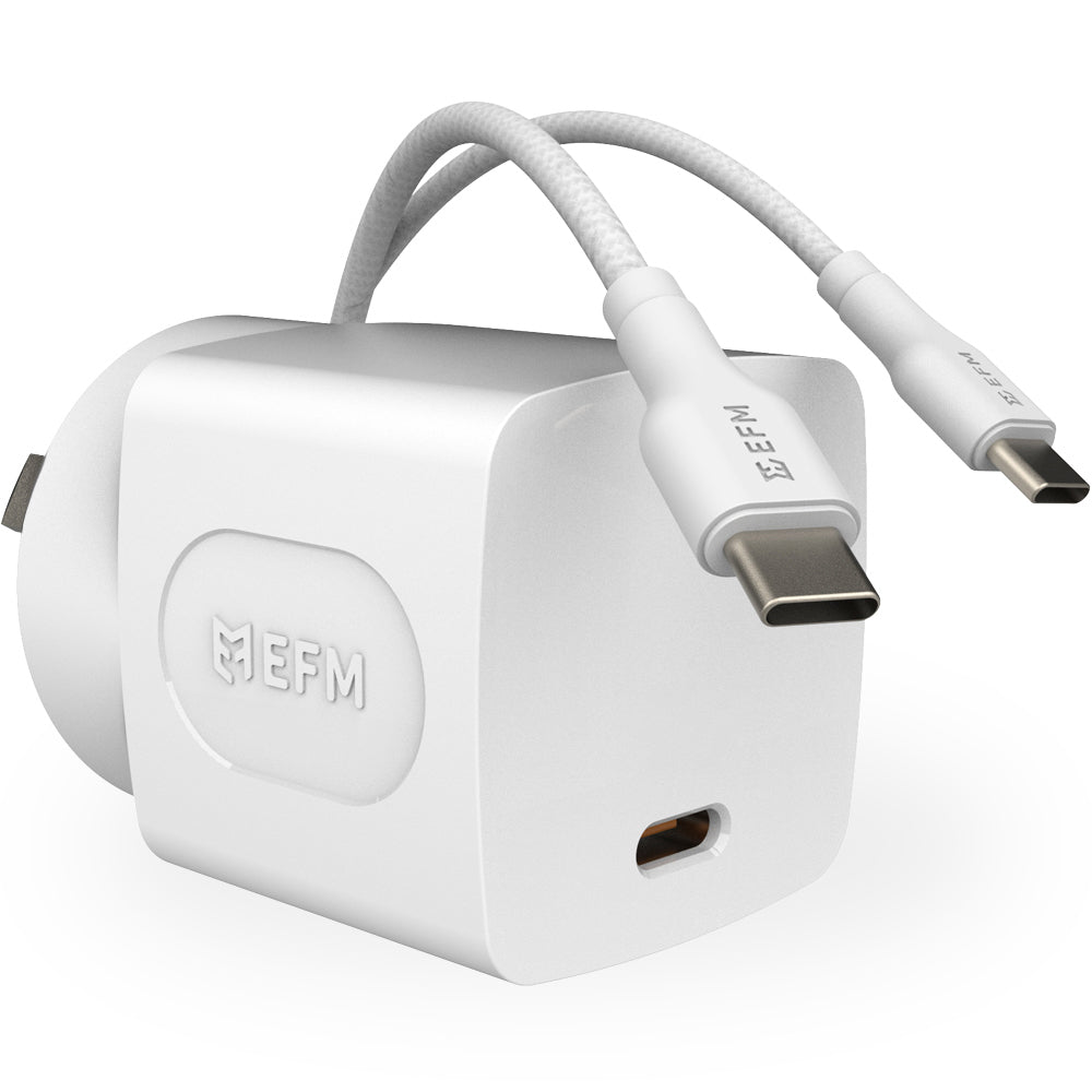 Efm 35W Single Port Wall Charger w Type-C Cable For Samsung Galaxy A32 — White