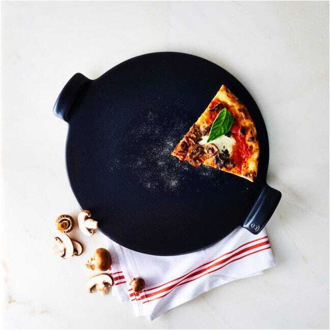 Emile Henry 35.5cm Ceramic Smooth Pizza Stone Baking Tray Traditional Charcoal