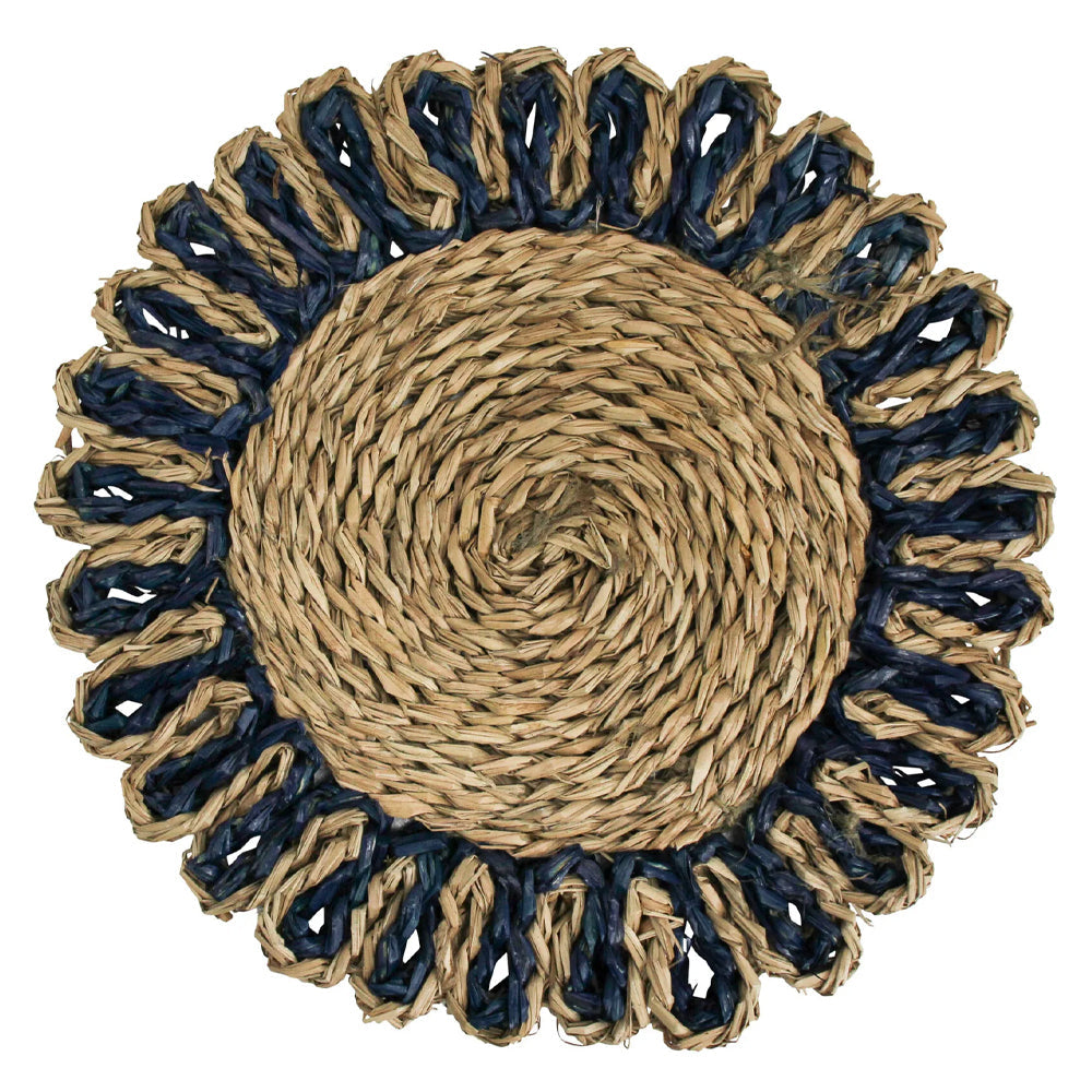 LVD Seagreass 35cm Placemat Round Tableware Dining Home Decor Pad/Mat Navy Dual