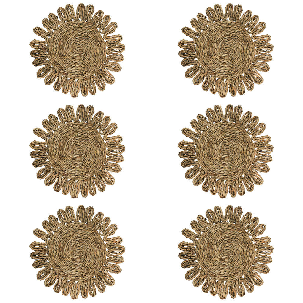 LVD Placemat Natural Decorative Home Kitchen Tabletop Decor 35x35cm Round (6 Pack)