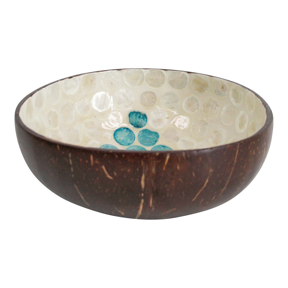 LVD Tree Aqua 13cm Decorative Coco Capiz Bowl Container Home Tabletop Decor Round
