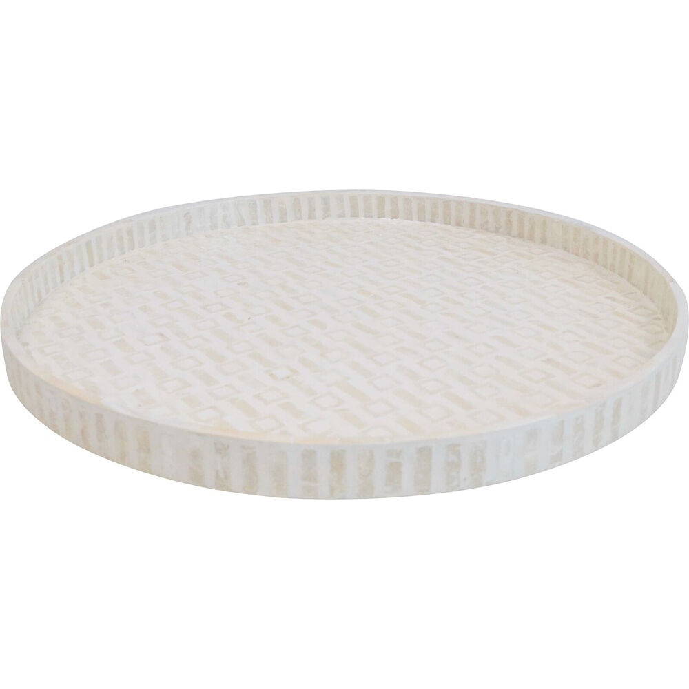 LVD Capiz/MDF Serving Tray XL Home/Kitchen Tabletop Decor 50x50cm Ivory
