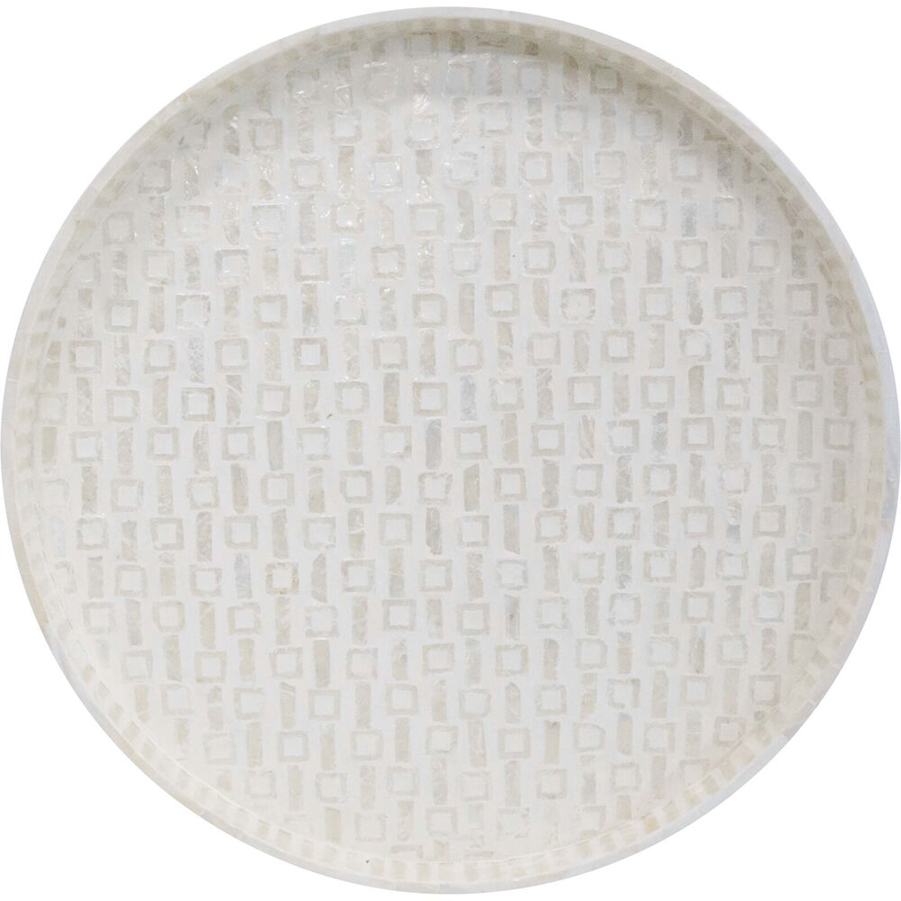LVD Capiz/MDF Serving Tray XL Home/Kitchen Tabletop Decor 50x50cm Ivory — image 2
