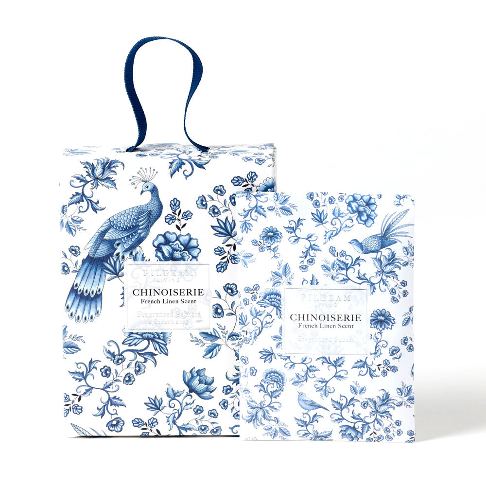 Pilbeam Living Chinoisere 10g Scented Hanging Sachet Set French Linen Scent (4 Pieces)