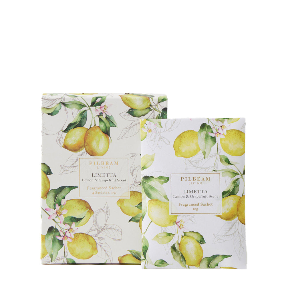 Pilbeam Living Limetta Scented Mini Sachets Set Lemon & Grapefruit Scent (4 Pieces)