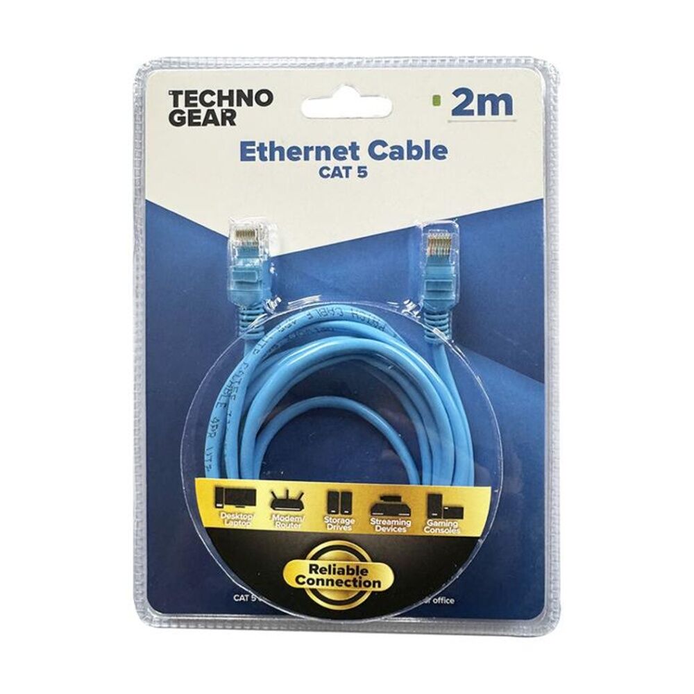 Tgear RJ45 Cat 5 Ethernet Cable Internet Durable High Speed Data 2m Blue (2 Pack) — image 2
