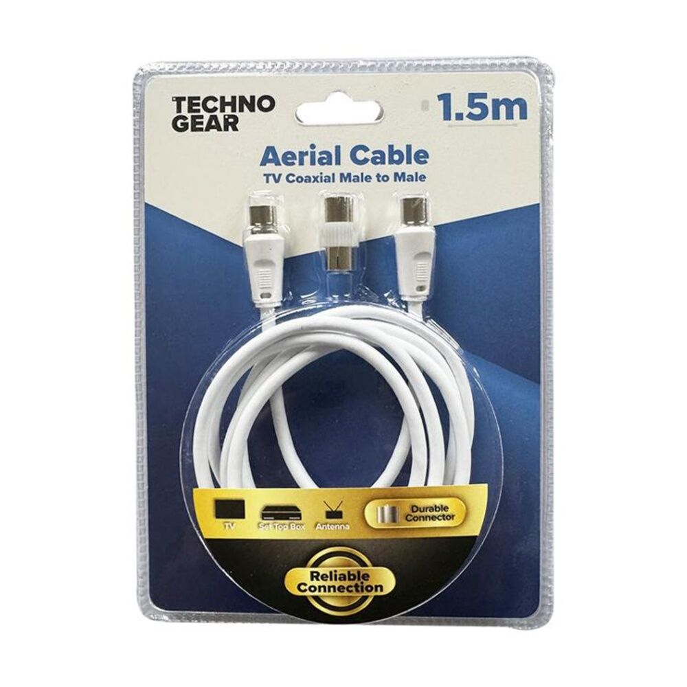 Tgear 1.5m Aerial Cable TV Coaxial Male-to-Male Durable High Speed Data