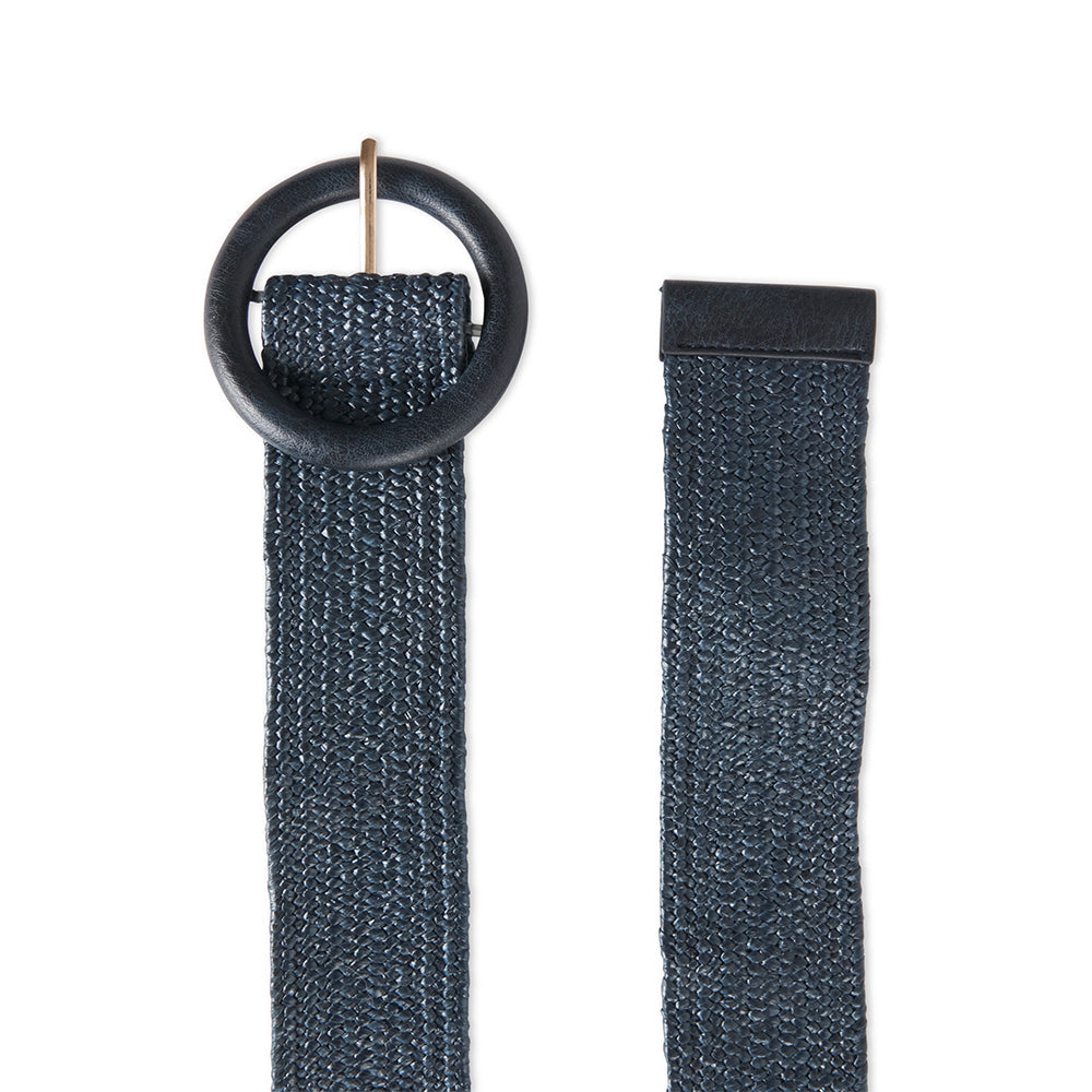 Elle Women's/Ladie's Blanche Havana Dress Fashion Belt w/ Buckle Navy Medium